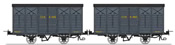 Set of 2 Covered Wagon with brakes, Round roof, Dark grey Kv 4091 and Kv 4627